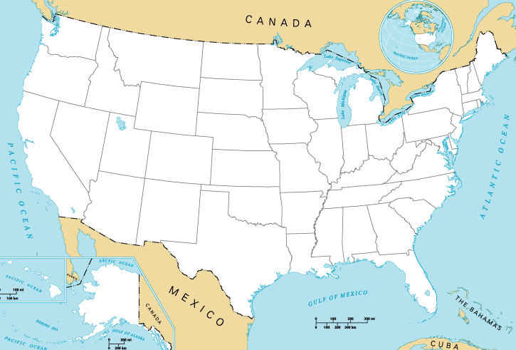 Map of the contiguous United States
